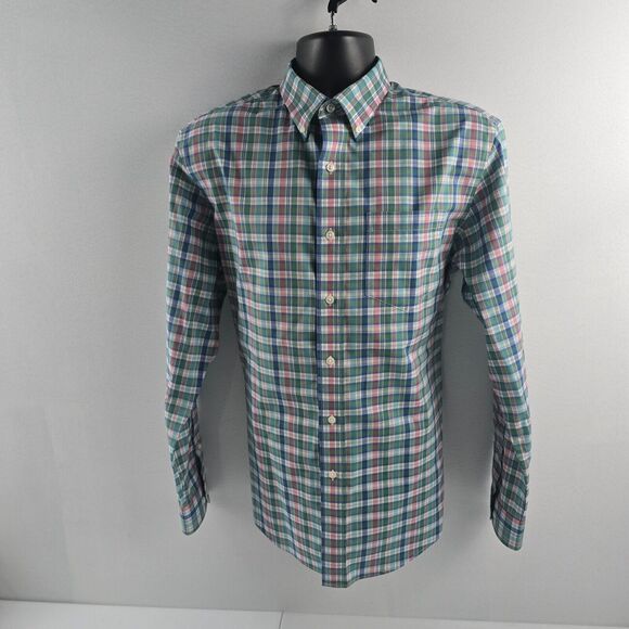 L.L.Bean slightly fitted dress shirt plaid mens M button down long sleeve 4652 - Picture 1 of 9